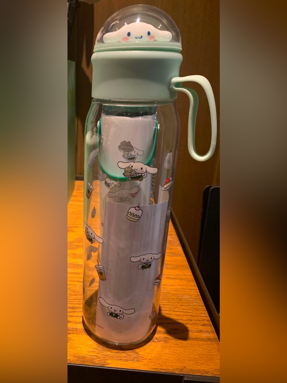 Starbucks Mint Green Clear Character Print Water Bottle
